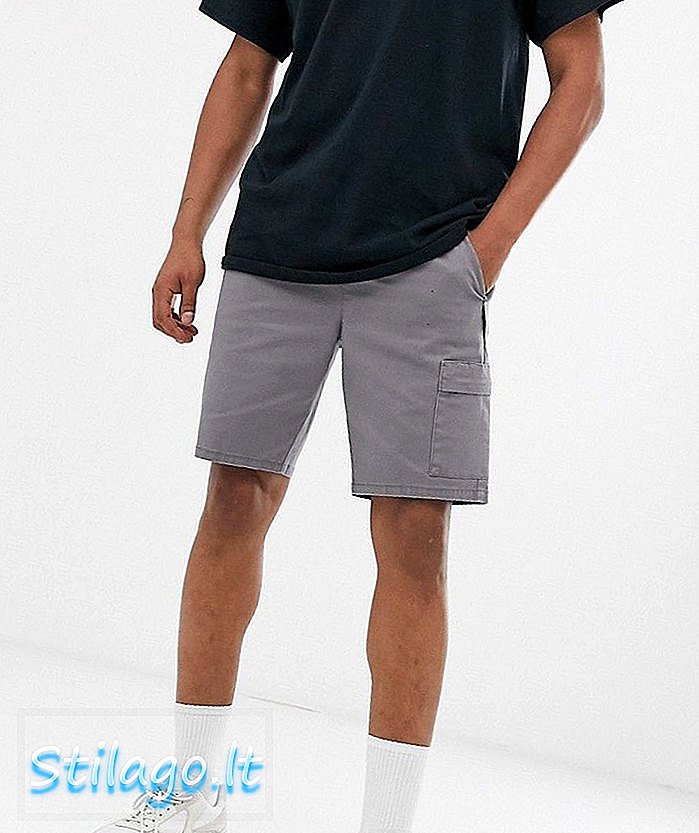 ASOS DESIGN - Shorts cargo slim con cintura in tessuto grigio
