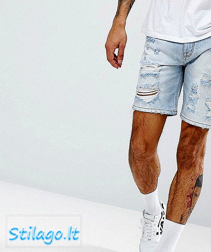 ASOS DESIGN - Short en jean délavé clair et skinny avec déchirures épaisses - Bleu