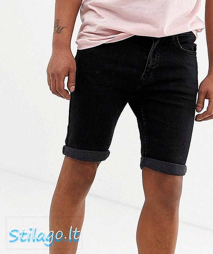 Shorts de mezclilla de corte regular Burton Menswear en negro lavado