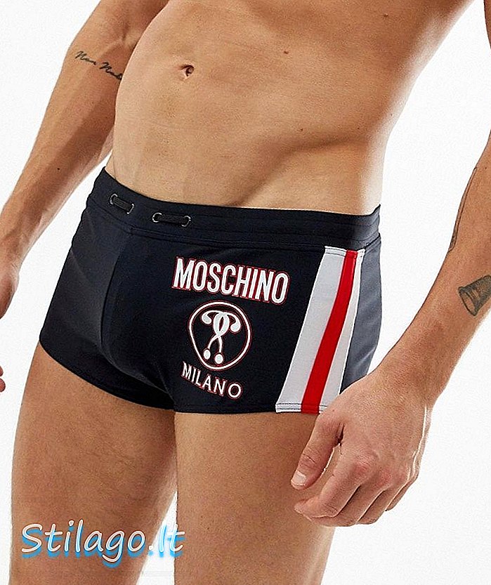 Liebe Moschino Logo Swim Hipster Short-Blue