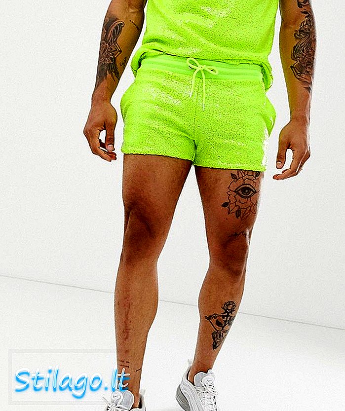 ASOS DESIGN samordnade neon sequin shorts i kortare längd-gul