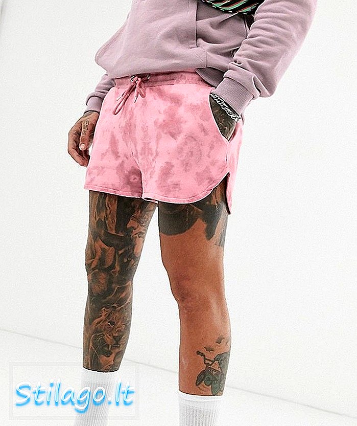 ASOS DESIGN jersey runner shorts med slipsfarvevask-Pink