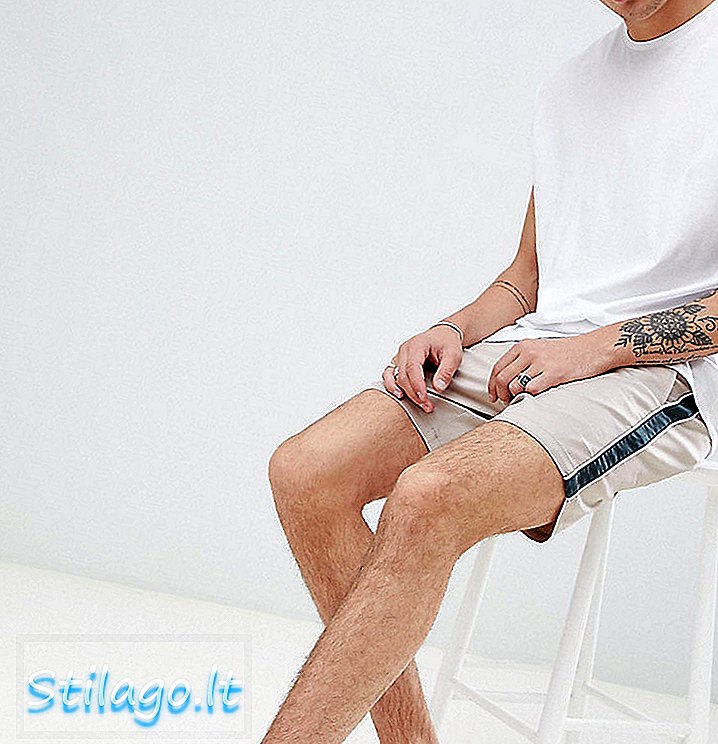 ASOS DESIGN - Skinny short in beige met groene zijstreep
