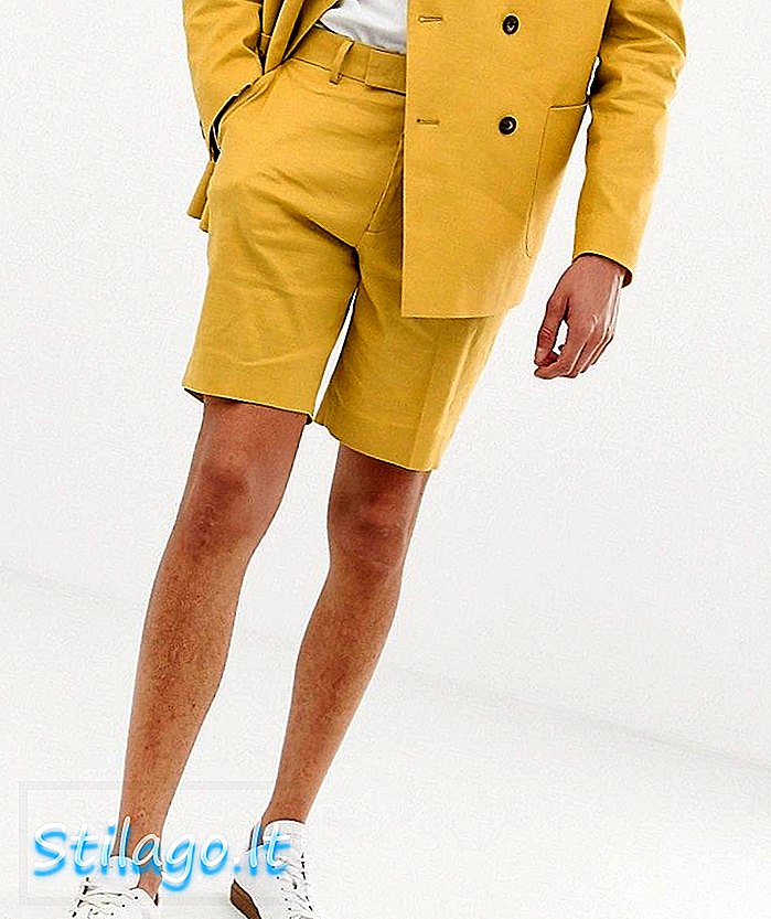 Κοντό κοστούμι ASOS DESIGN σε λινό μουστάρδα-Κίτρινο
