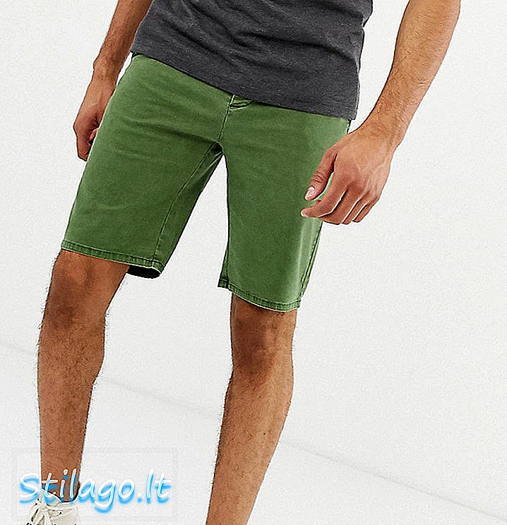ASOS DESIGN Høje slanke chino shorts i vasket grønt