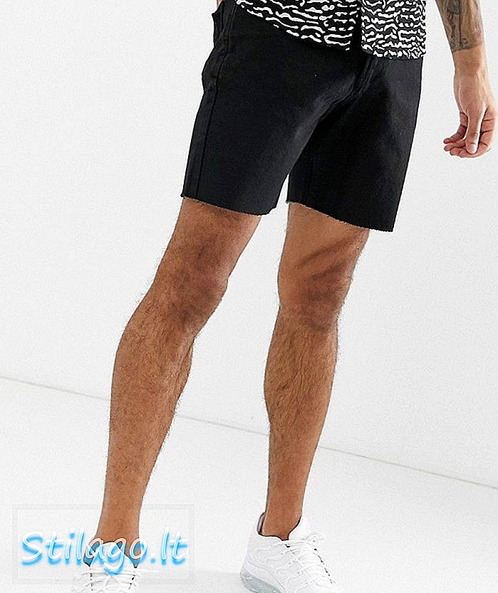 D-Struct pantalones cortos de mezclilla dobladillo crudo-Negro