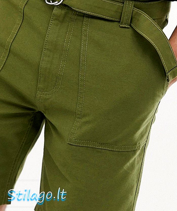 Pantaloncini cargo Bellfield con gamba larga con cinturino-Verde