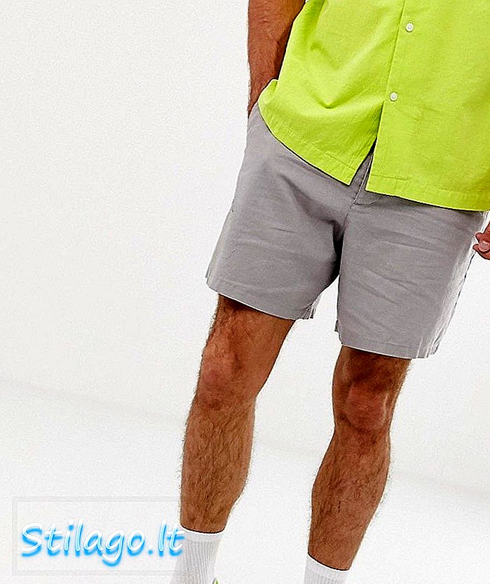 Pantalones cortos slim de mezcla de lino gris con lavado intenso de ASOS DESIGN