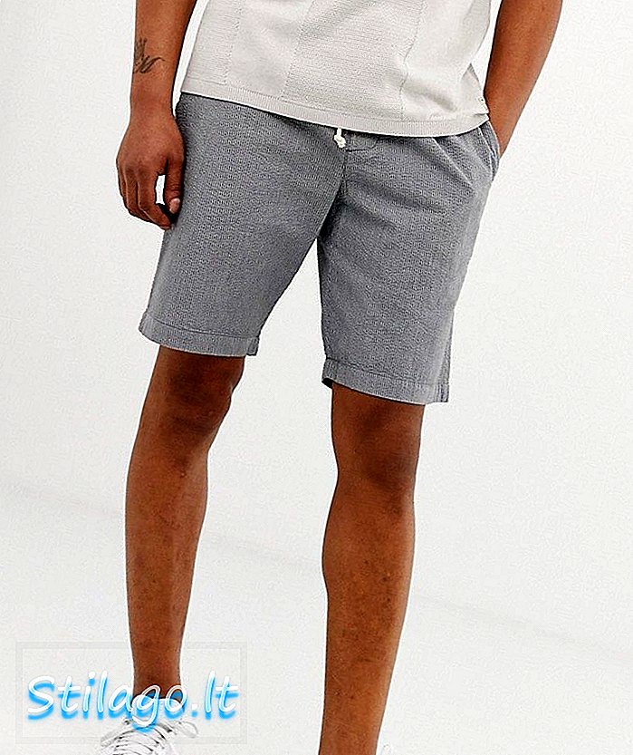 Hino seersucker shorts com cordão-Cinza