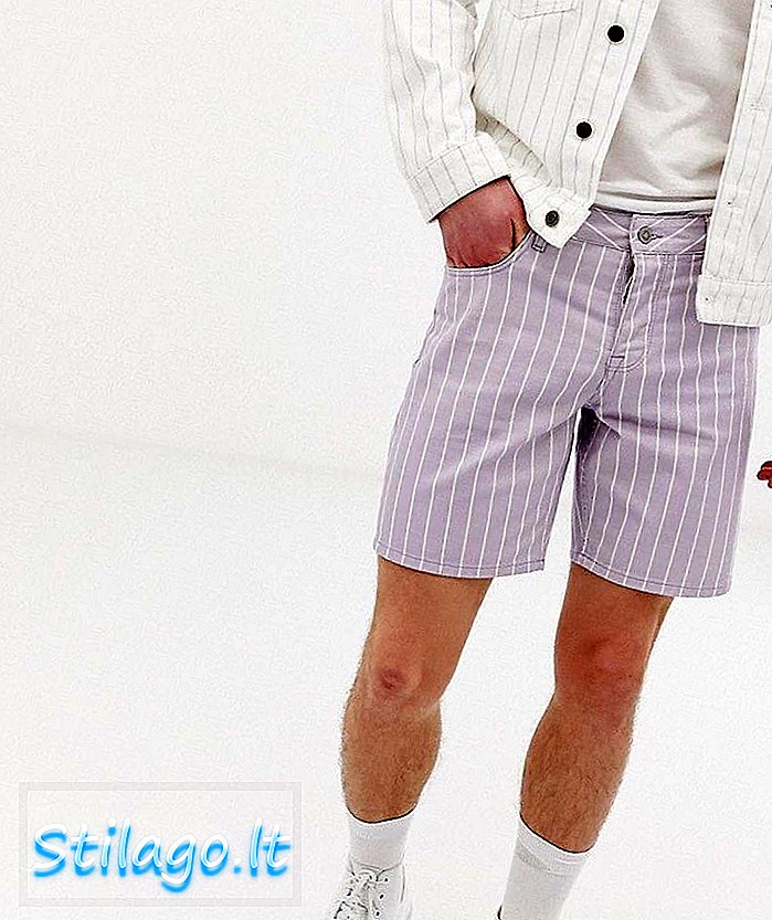 Pantalones cortos de mezclilla slim a juego de ASOS DESIGN en rayas lila a rayas-Púrpura