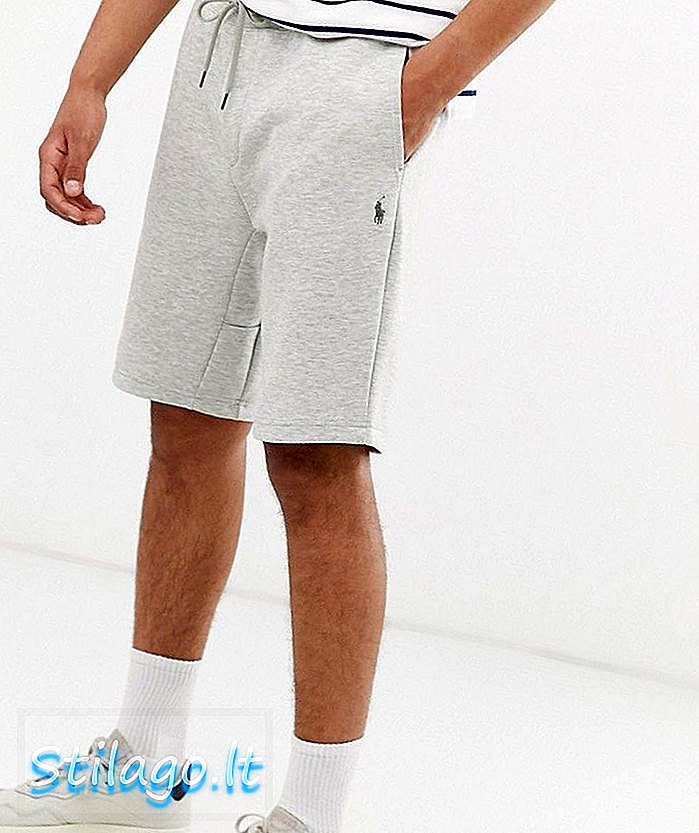 Logo cầu thủ Polo Ralph Lauren gấp đôi quần short công nghệ màu xám marl