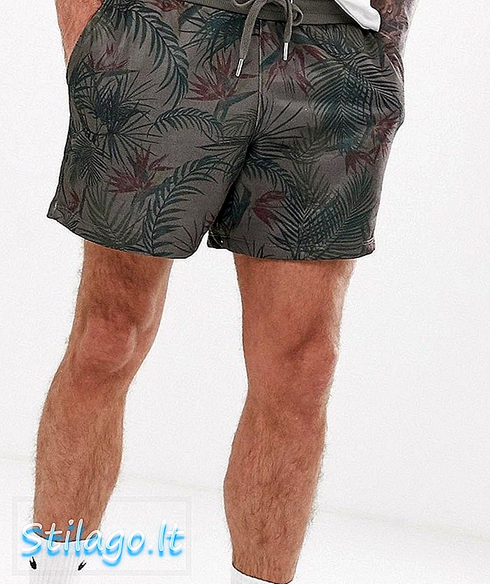 ASOS DESIGN jersey shorts med bladtrykk - Grønn