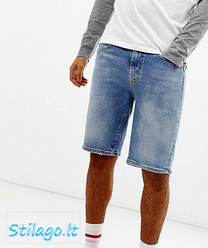 Superdry - Short en jean slim bleu clair