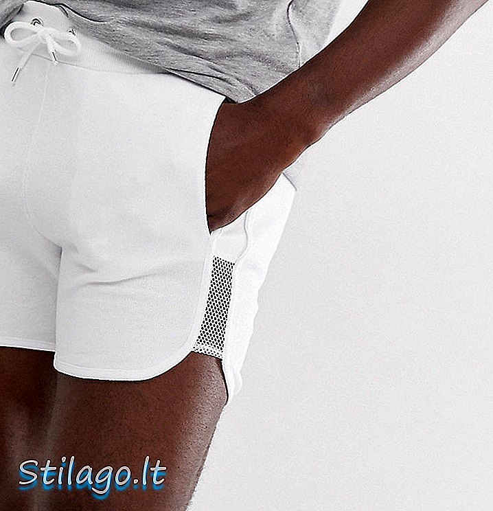 ASOS DESIGN Pantaloni scurți de alergare din jerseu înalt cu panou din plasă în alb