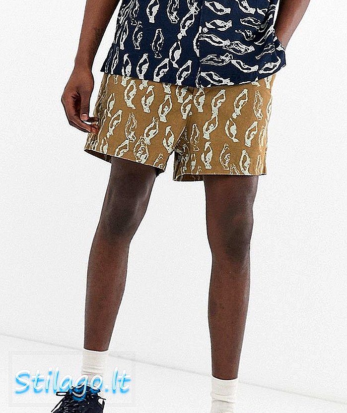 ASOS HVID koordinerede boxy shorts i abstrakt tryk, kraftig crinkle bomuld-brun