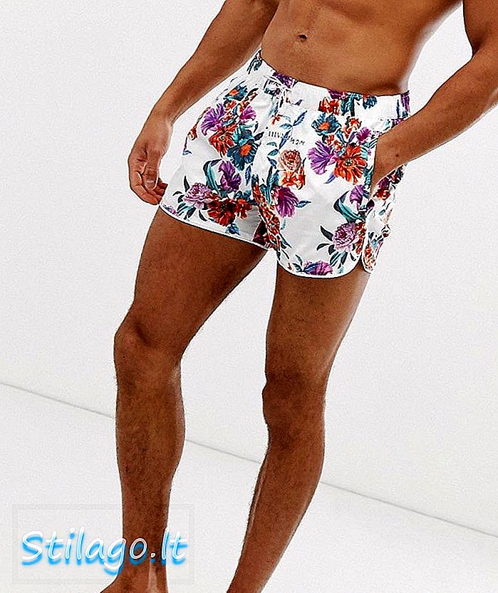 River Island svømme shorts i lys blomsterprint-hvid