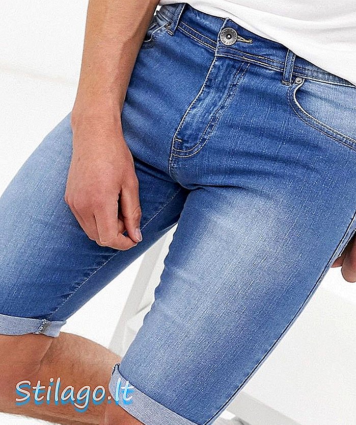 Pantalones cortos de mezclilla APT en azul claro lavado azul