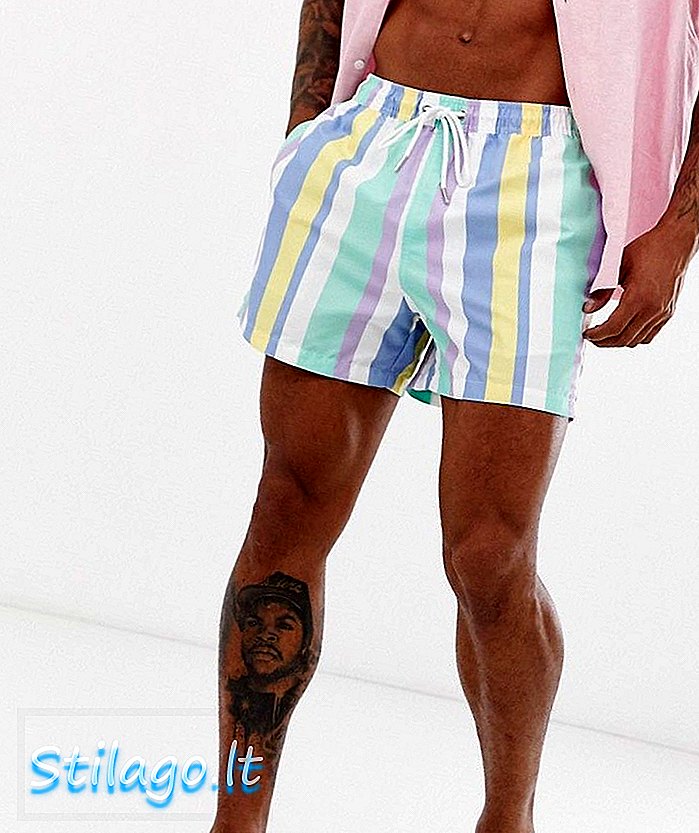 Бански къси панталони New Look в пастелно райе-лилаво