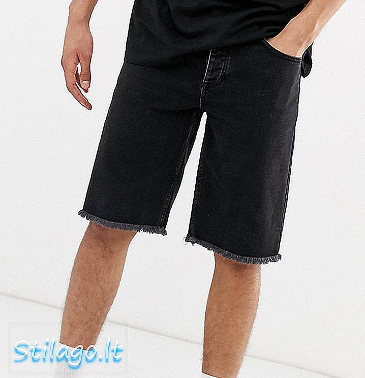 Oblikovane džins hlače iz jeansa z vzorcem v črni barvi s surovo podlogo v črni barvi