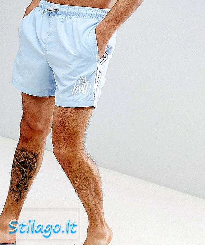 Kings will dream shorts de bany de Higson en blau amb franges laterals