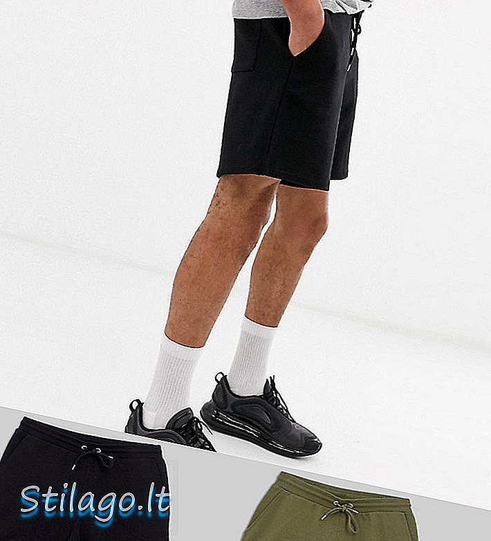 ASOS DESIGN Tall - Set van 2 jersey shorts in kortere lengte, zwart / kaki-multi