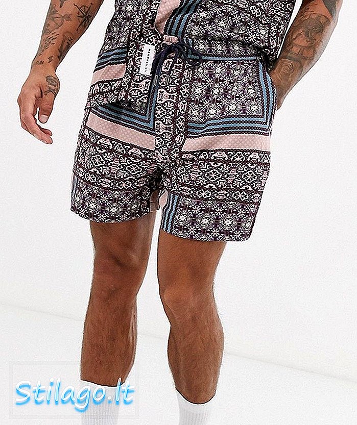Native Youth CO-ORD-Shorts mit Patchwork-Geodruck in Lila