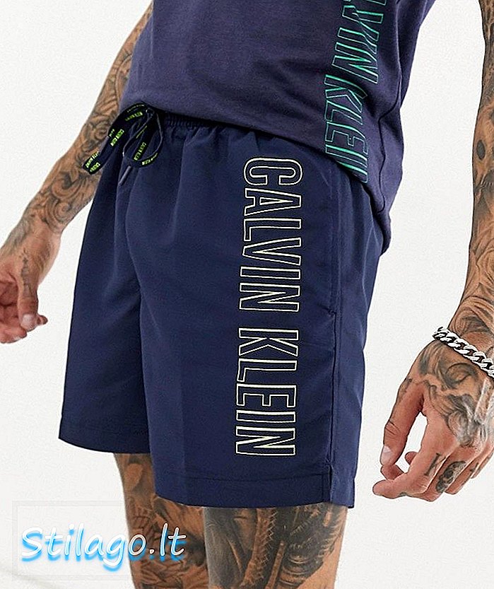 Shorts da mare con logo Calvin Klein Intense Power blu scuro