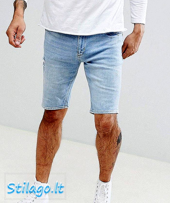 Superdry shorts jeans slim fit com lavagem vintage-Azul