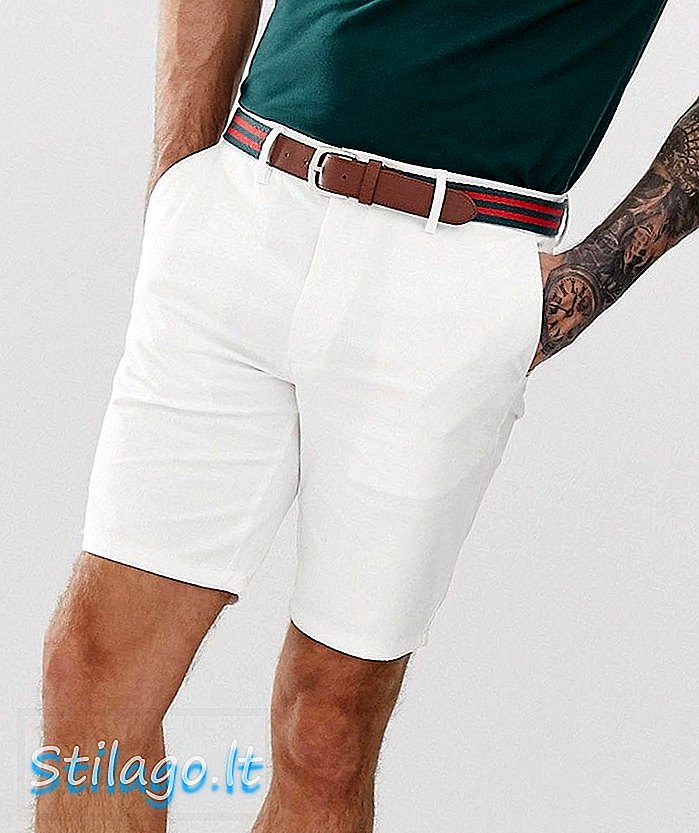 Krátké kalhoty s páskem Burton Menswear v bílé barvě