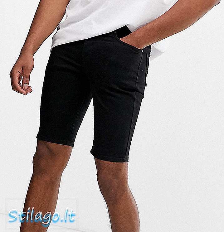 Pantalones cortos de mezclilla altos de ASOS DESIGN en spray con elástico elástico en negro