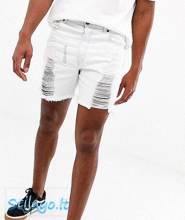 SikSilk super izdilis džinsa šorti baltā krāsā ar satraucošiem