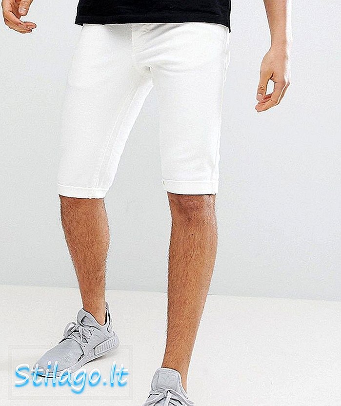 Pantaloni scurți din denim pentru bărbați în alb