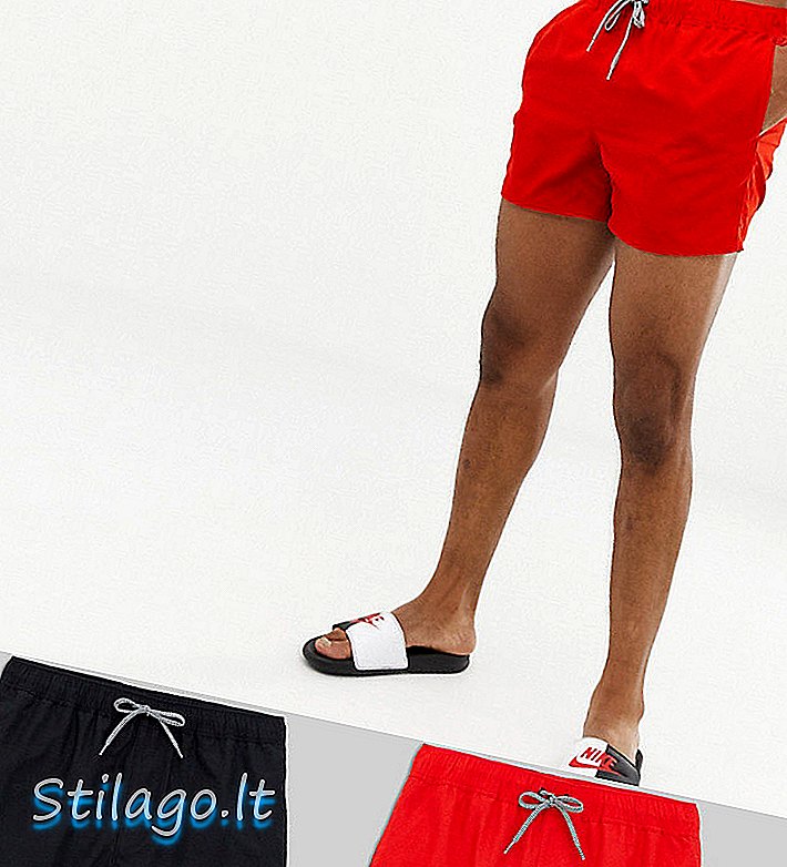 Pack de 2 shorts de baño de ASOS DESIGN en rojo y negro de corta duración, ahorro de multipack