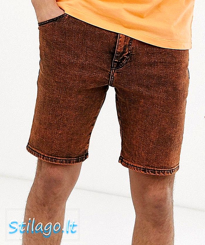„ASOS DESIGN“ liesi džinsiniai šortai rūgščiai plaunama oranžine spalva