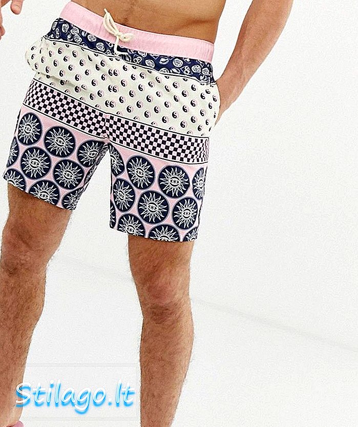 ASOS DESIGN plavecké šortky ve vyplaveném tisku střední délky - růžové