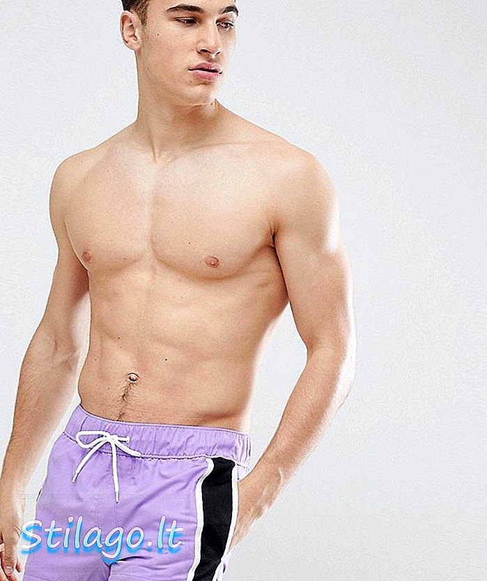 Shorts de baño de color púrpura con cinta lateral en súper corto de ASOS