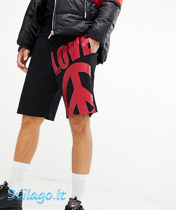 Love Moschino กางเกงขาสั้นพิมพ์เชือก - ดำ