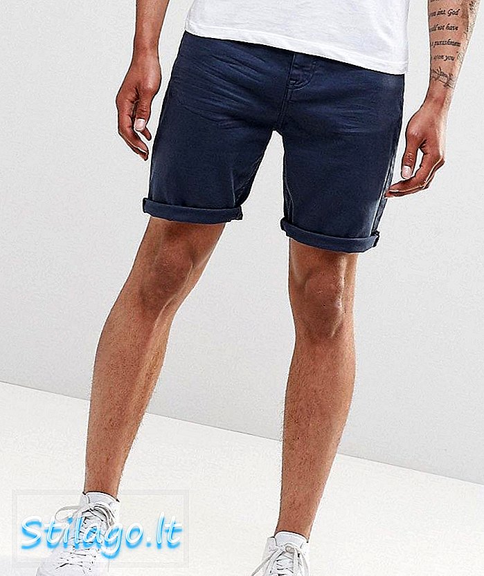 ASOS Slim Denim Shorts In Dark Blue