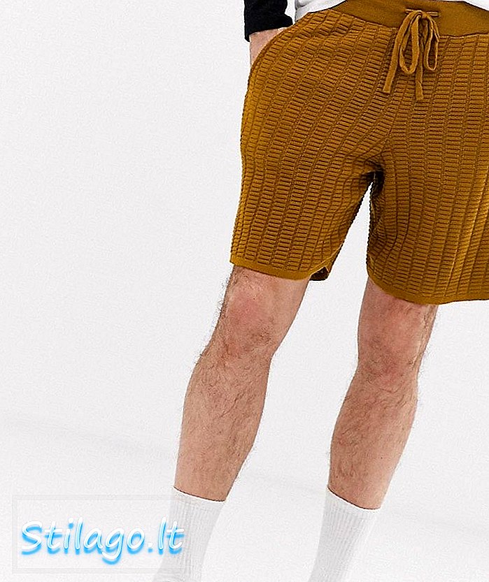 ASOS DESIGN - Pantaloncini corti lavorati a maglia marrone chiaro