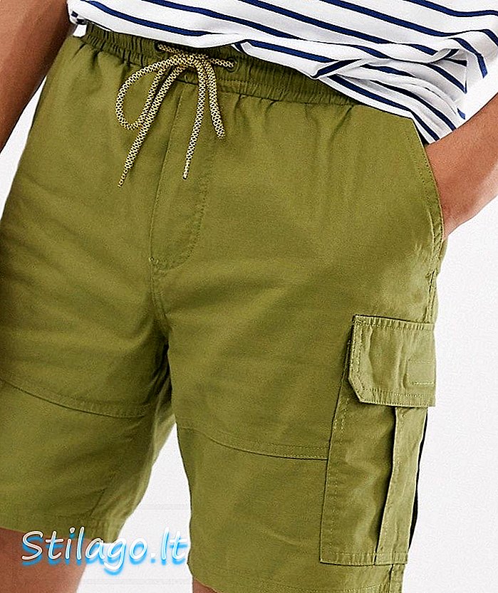 Pull & Bear rakomány rövidnadrág khaki-zöld színben