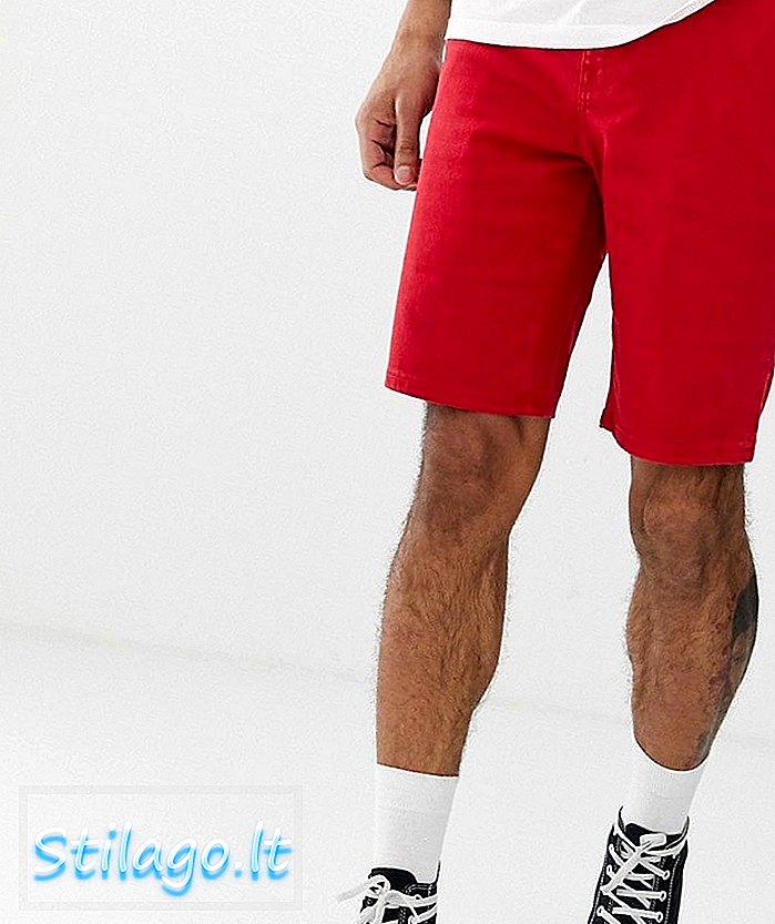 Pantaloni scurți din denim din piele ASOS DESIGN în roșu