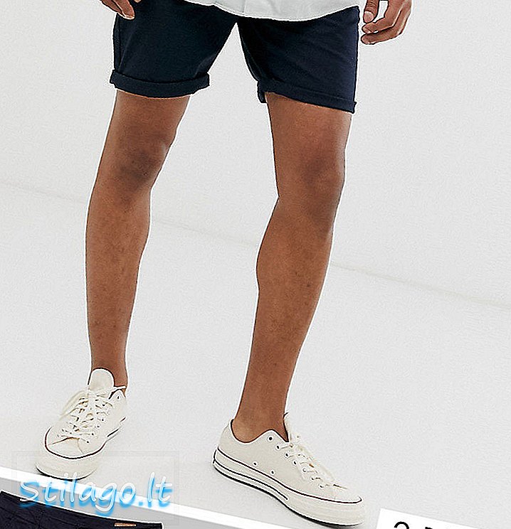 ASOS DESIGN 2-pak slanke chino-shorts i sten og marineblå