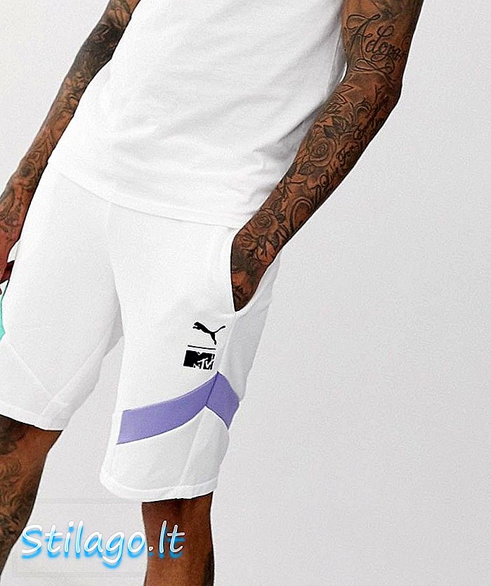 Puma x MTV color block shorts en blanc