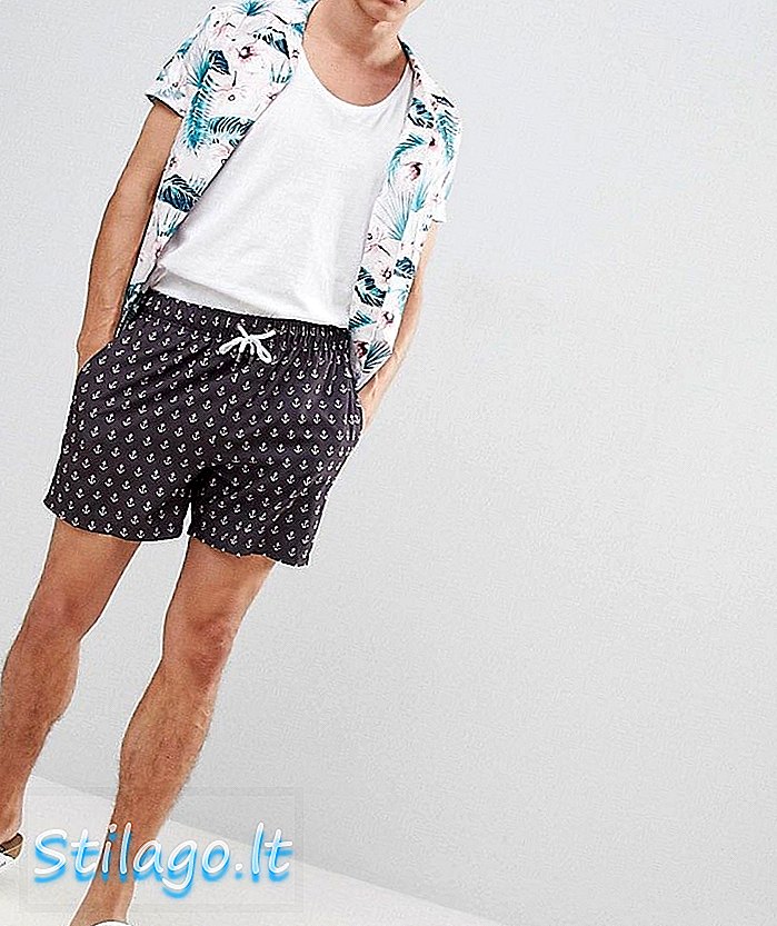 Neskončne poletne vintage hlače za plavanje s sidrnim tiskom