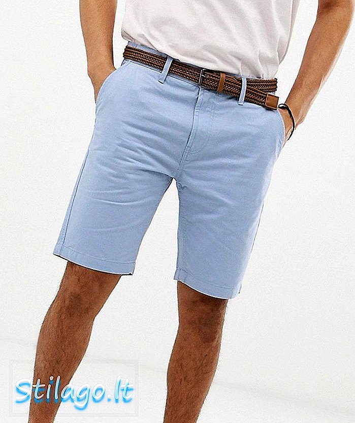 Threadbare Belted Chino Shorts-Blue