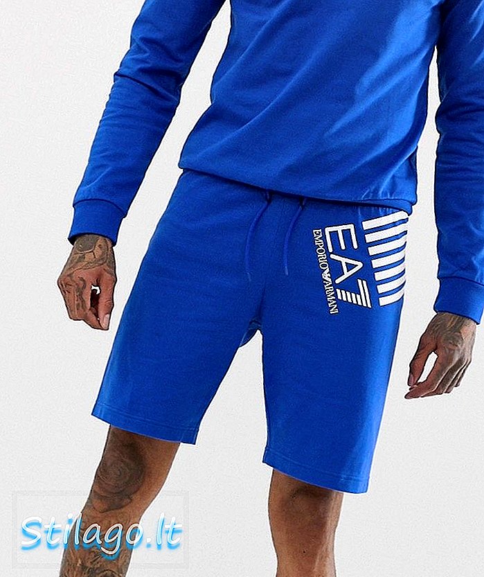 Grafične kratke hlače z logotipom Armani EA7 v modri barvi