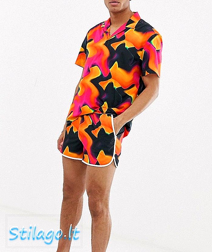 ASOS DESIGN co-ord shorts de natação de corredor em deformado ombre print-Orange