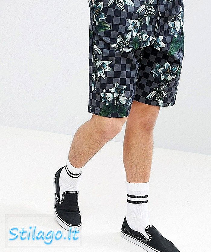 ASOS DESIGN Skater Shorts dalam Kotak-kotak Floral Print-Grey
