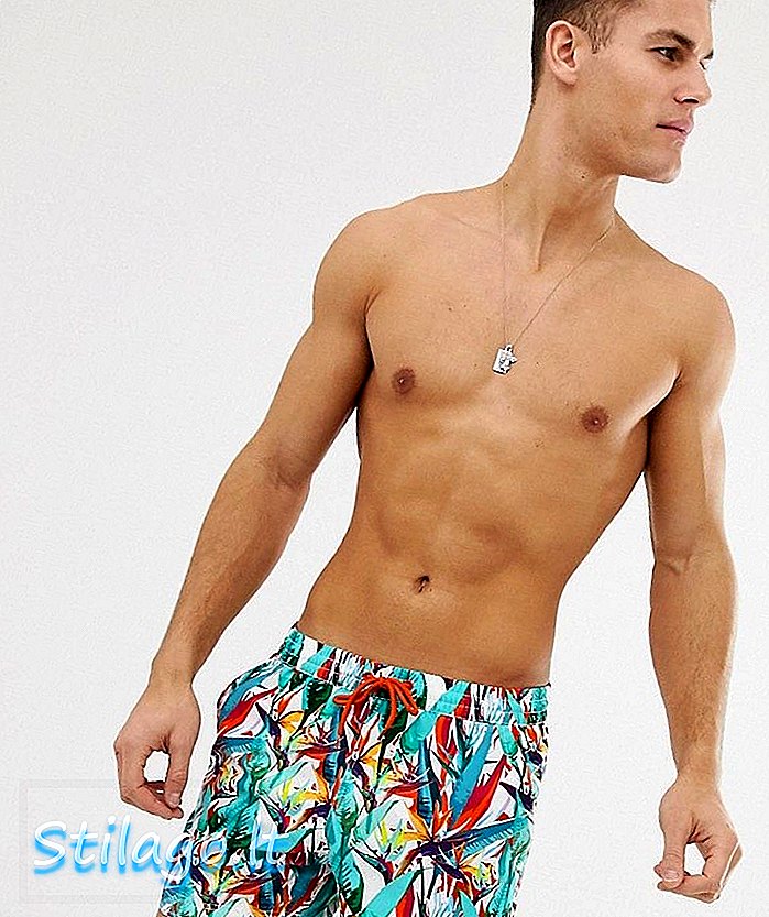 Pantaloni scurți de înot reciclat South Beach cu imprimeu tropical-Multi