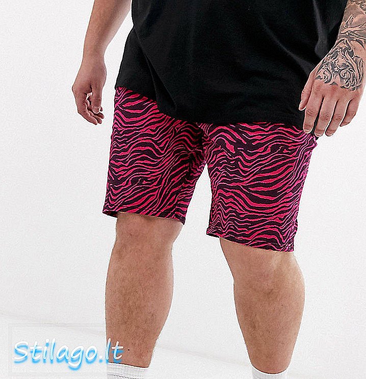 ASOS DESIGN Plus džinsa šorti rozā zebras apdrukā